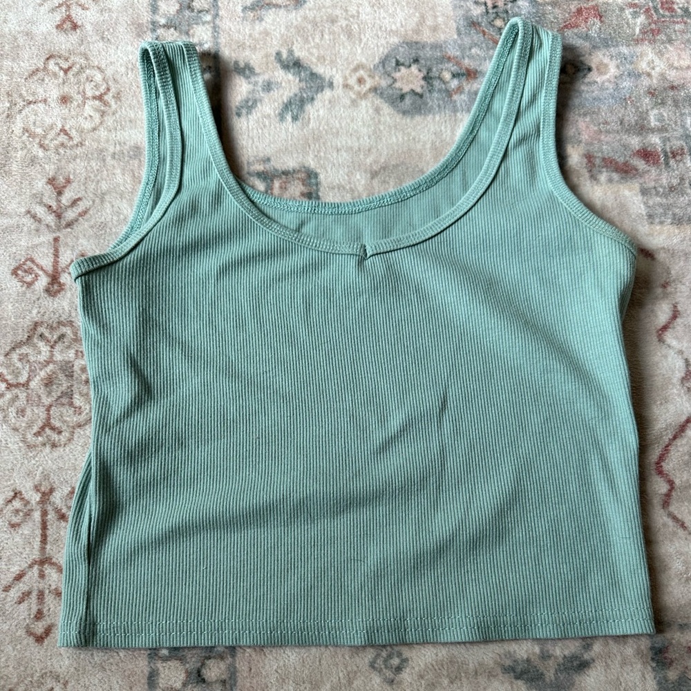 Ribbed Crop Top - Sage Green